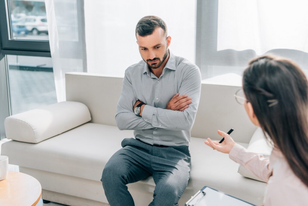 Psychologist and patient talking